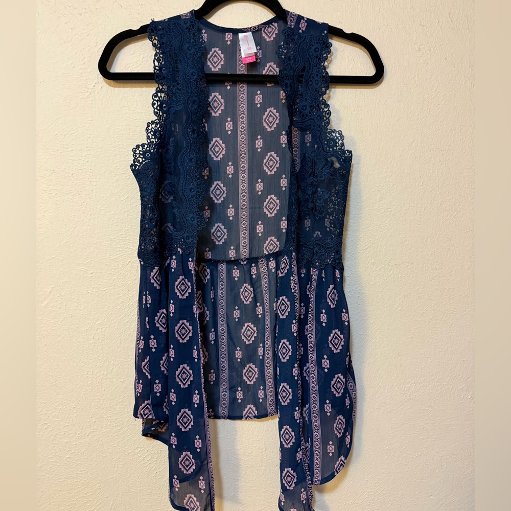 Xhilaration Blue and Pink Lace Vest